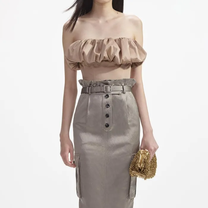 Self Portrait Tops Beige Taffeta Bandeau Top 8211 Women