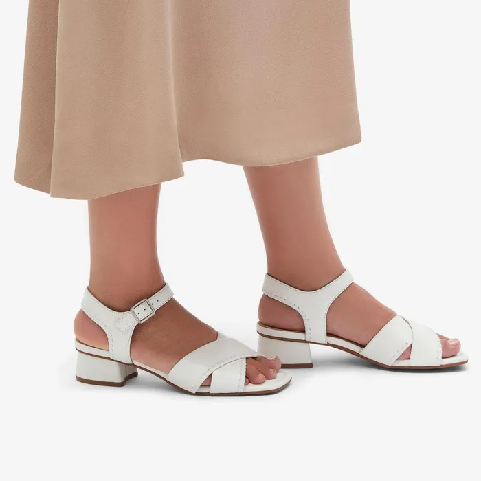 Serina 35 Cross Off White Leather Women Clarks Sandals and Flip Flops