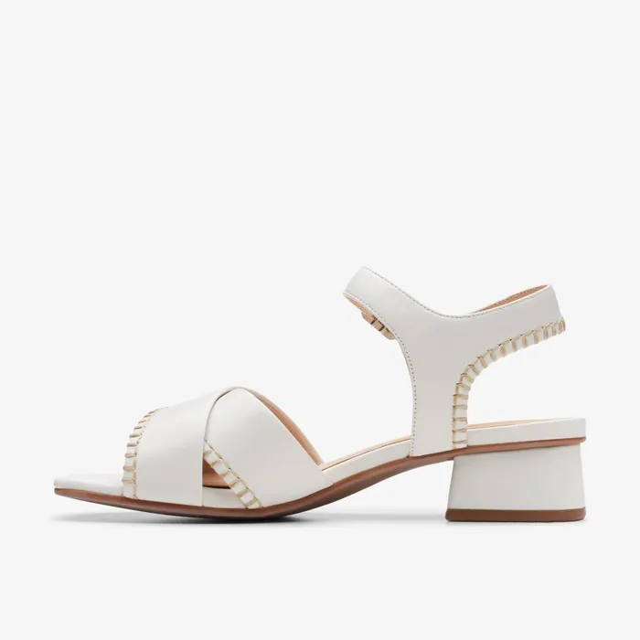 Serina 35 Cross Off White Leather Women Clarks Sandals and Flip Flops