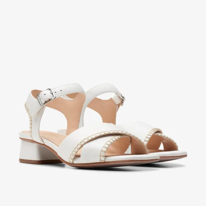 Serina 35 Cross Off White Leather Women Clarks Sandals and Flip Flops