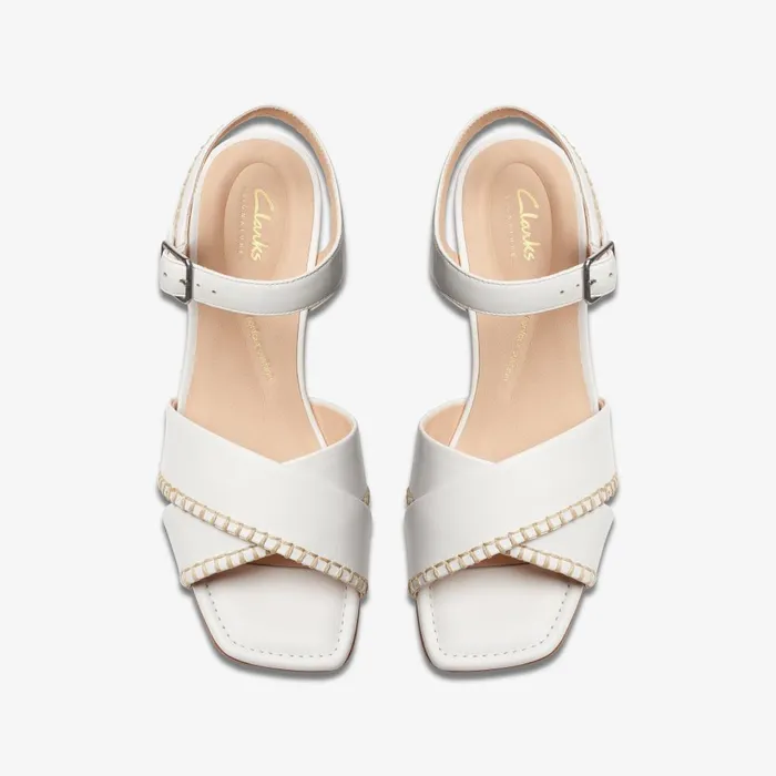 Serina 35 Cross Off White Leather Women Clarks Sandals and Flip Flops