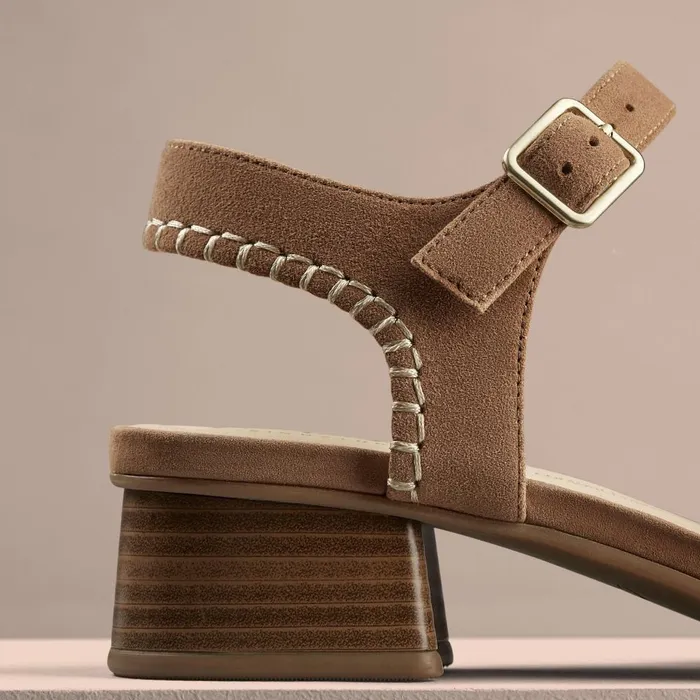 Serina 35 Cross Tan Suede Women Clarks Sandals and Flip Flops