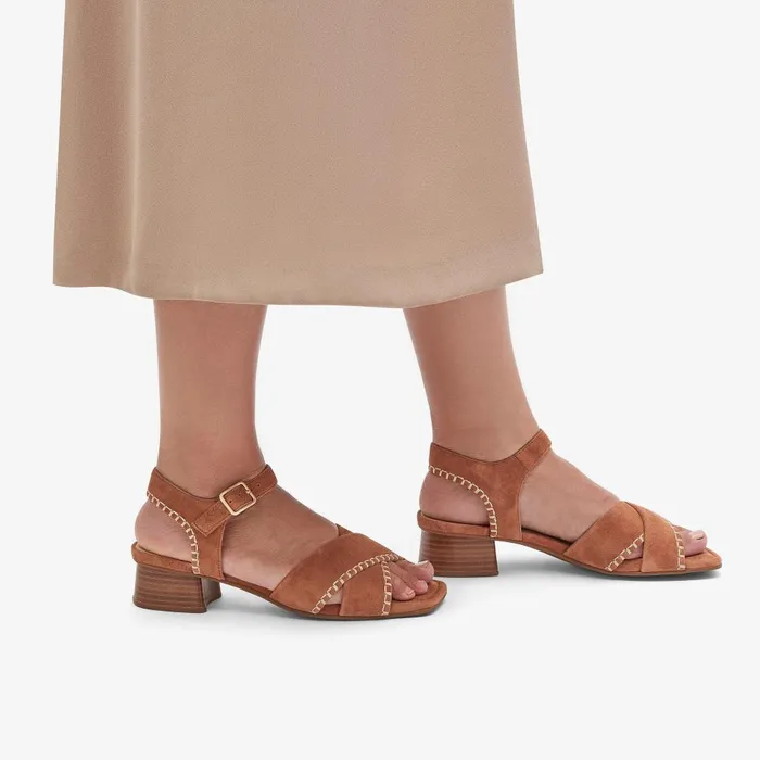 Serina 35 Cross Tan Suede Women Clarks Sandals and Flip Flops