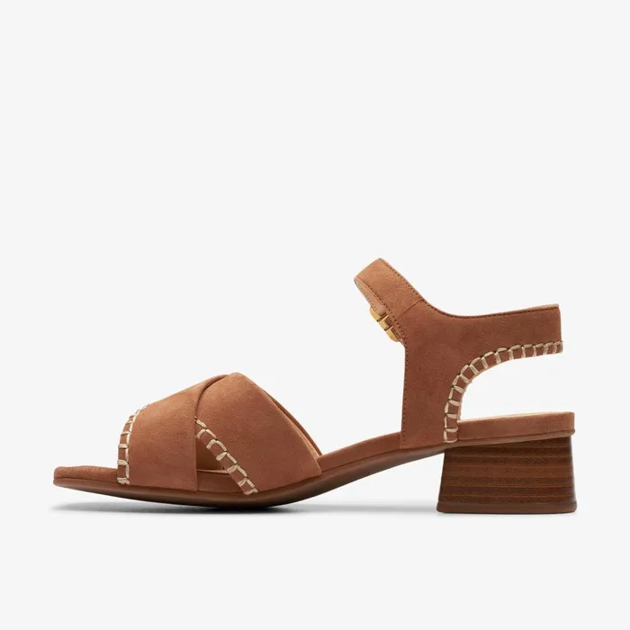 Serina 35 Cross Tan Suede Women Clarks Sandals and Flip Flops