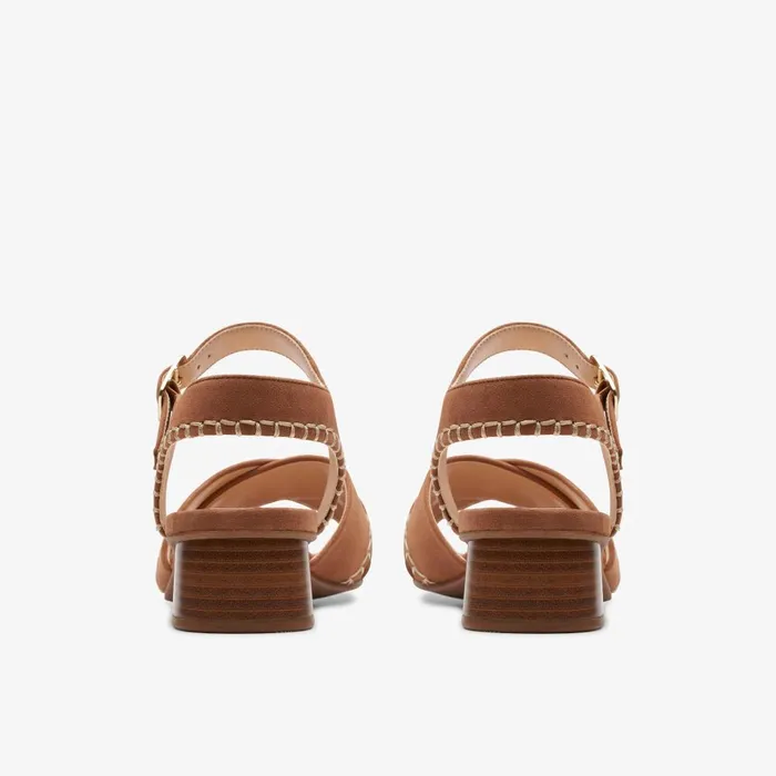 Serina 35 Cross Tan Suede Women Clarks Sandals and Flip Flops