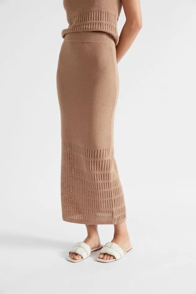 Sets Woman Seed Heritage Crochet Panelled Skirt Barley