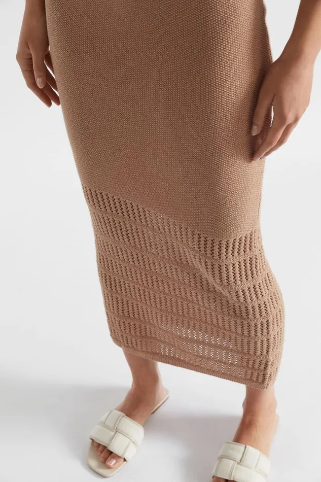 Sets Woman Seed Heritage Crochet Panelled Skirt Barley