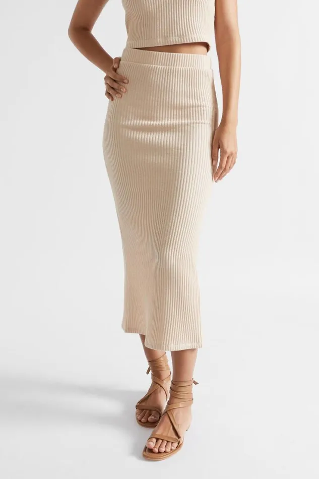 Sets Woman Seed Heritage Two Tone Rib Skirt Soft Wheat