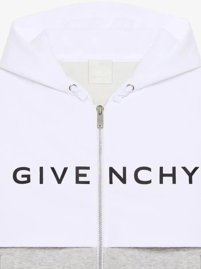 Sewn and Layer Hoodie In Fleece Greywhite Kids Givenchy