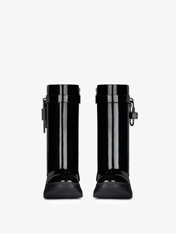 Shark Lock Biker Ankle Boots In Patent Leather Black Women Givenchy Shark Lock