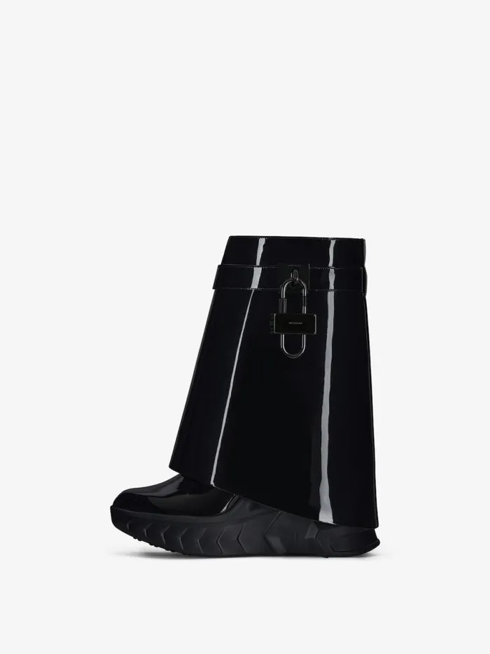 Shark Lock Biker Ankle Boots In Patent Leather Black Women Givenchy Shark Lock