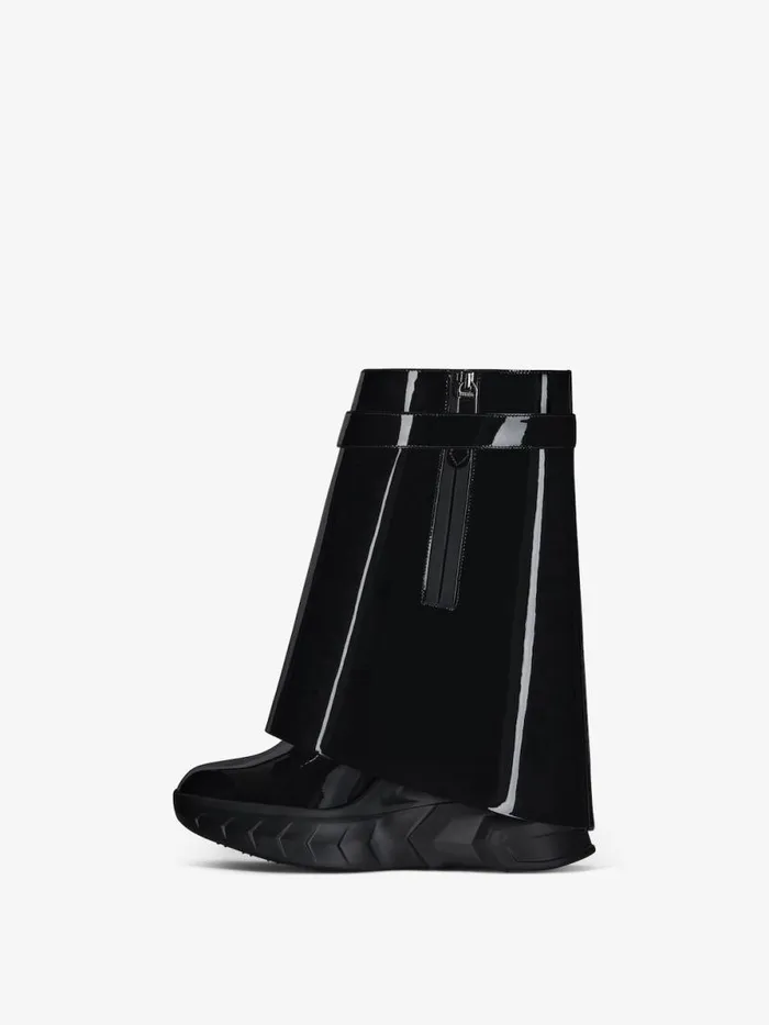 Shark Lock Biker Ankle Boots In Patent Leather Black Women Givenchy Shark Lock