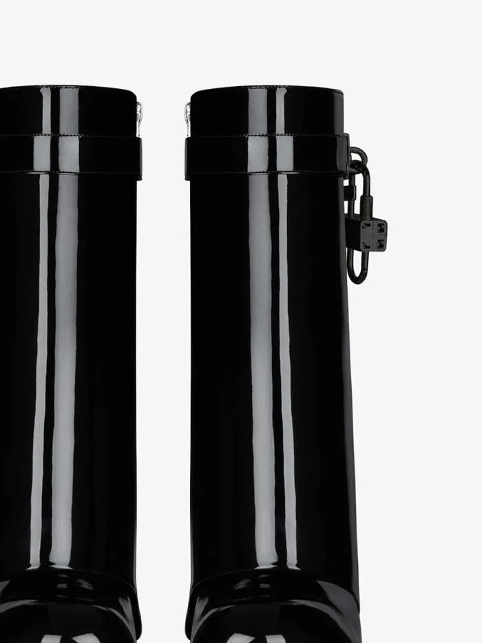 Shark Lock Biker Ankle Boots In Patent Leather Black Women Givenchy Shark Lock