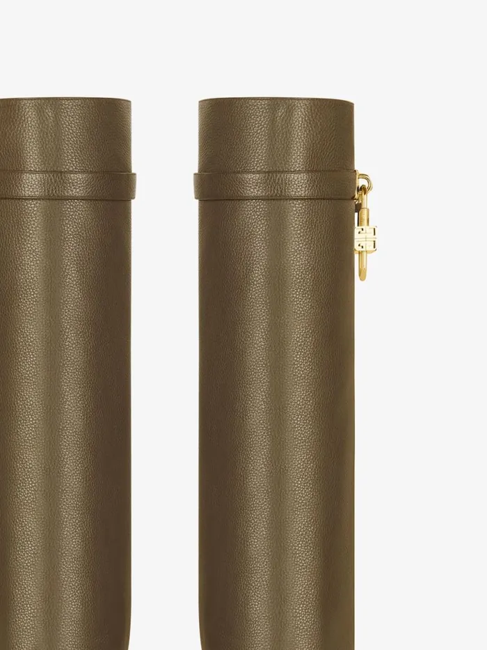 Shark Lock Biker Boots In Grained Leather Dark Khaki Women Givenchy Shark Lock