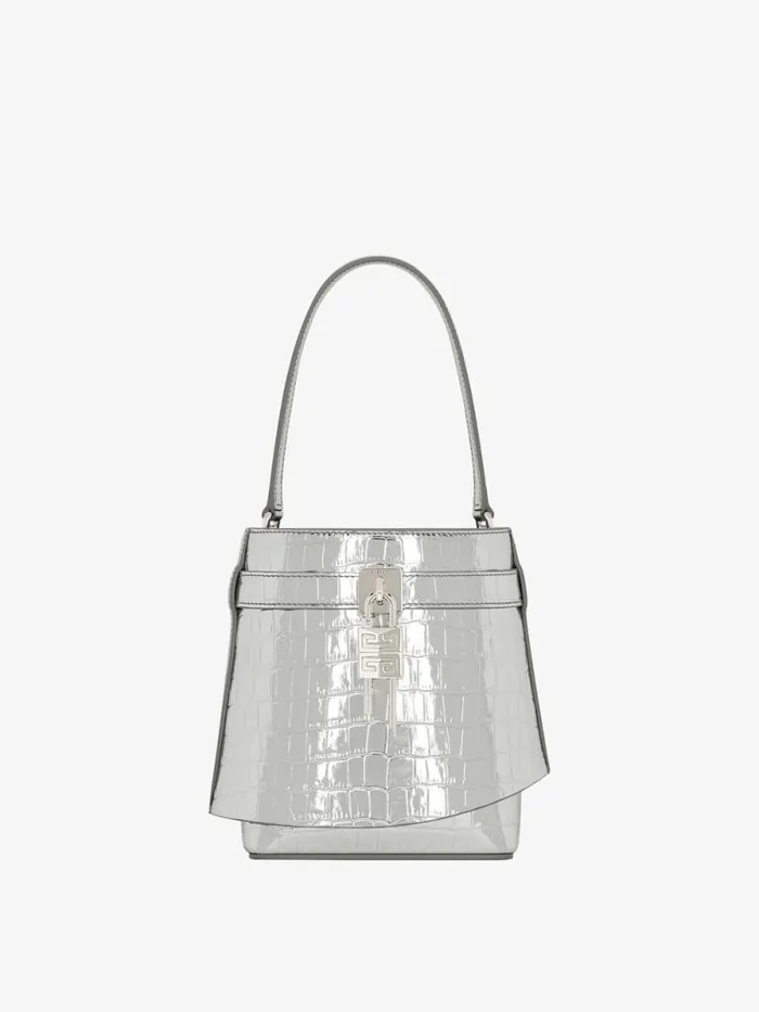 Shark Lock Bucket Bag In Crocodile Effect Leather Light Silvery Women Givenchy Crossbody Bags Shark Lock Bucket Bag In Crocodile Effect Leather Light Silvery Women Givenchy Crossbody Bags