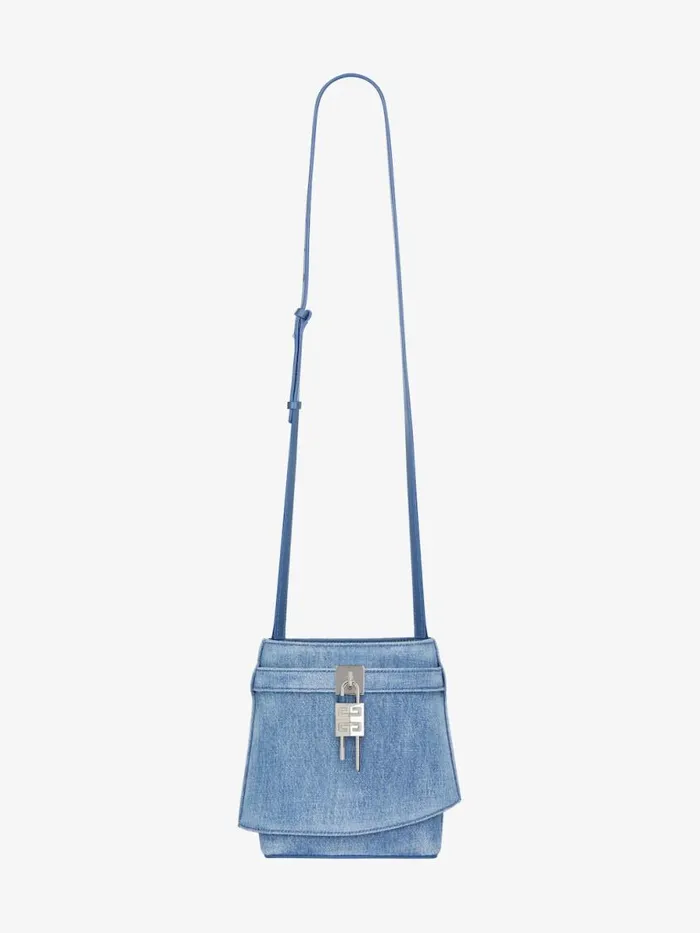 Shark Lock Bucket Bag In Washed Denim Medium Blue Women Givenchy Crossbody Bags