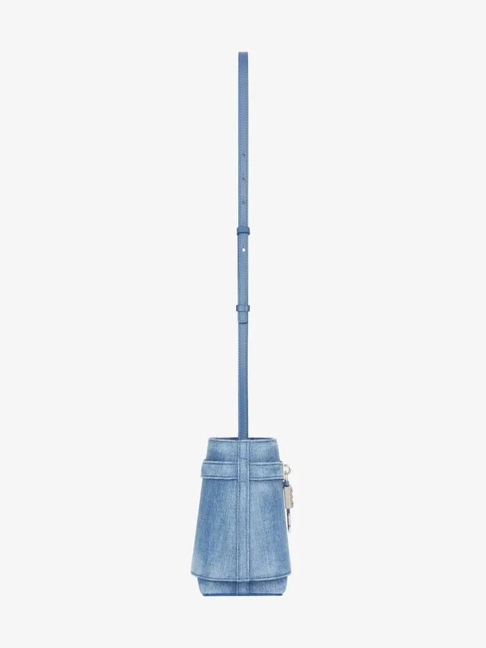 Shark Lock Bucket Bag In Washed Denim Medium Blue Women Givenchy Crossbody Bags