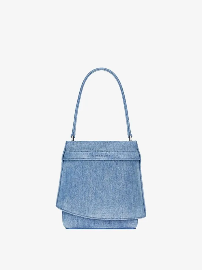 Shark Lock Bucket Bag In Washed Denim Medium Blue Women Givenchy Crossbody Bags