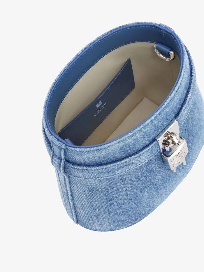 Shark Lock Bucket Bag In Washed Denim Medium Blue Women Givenchy Crossbody Bags
