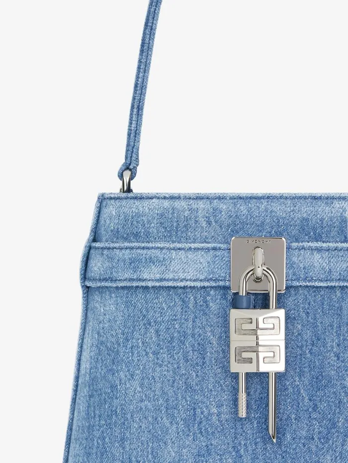 Shark Lock Bucket Bag In Washed Denim Medium Blue Women Givenchy Crossbody Bags
