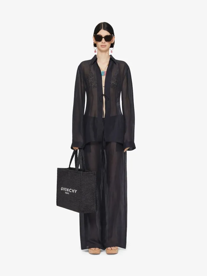Shirt In Silk And Linen Black Women Givenchy Tops and Shirts