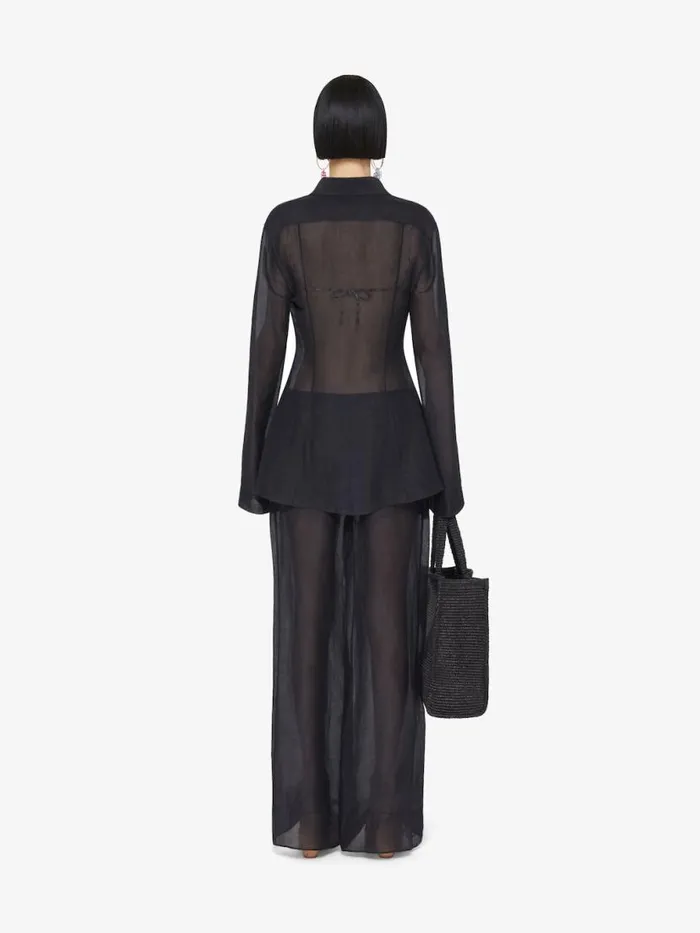 Shirt In Silk And Linen Black Women Givenchy Tops and Shirts