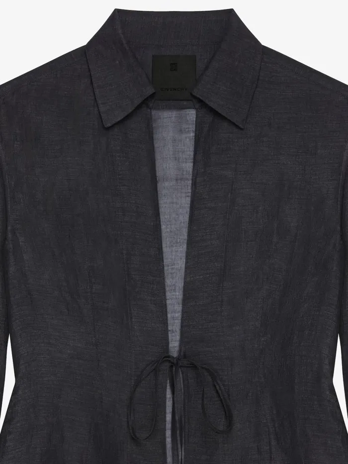 Shirt In Silk And Linen Black Women Givenchy Tops and Shirts