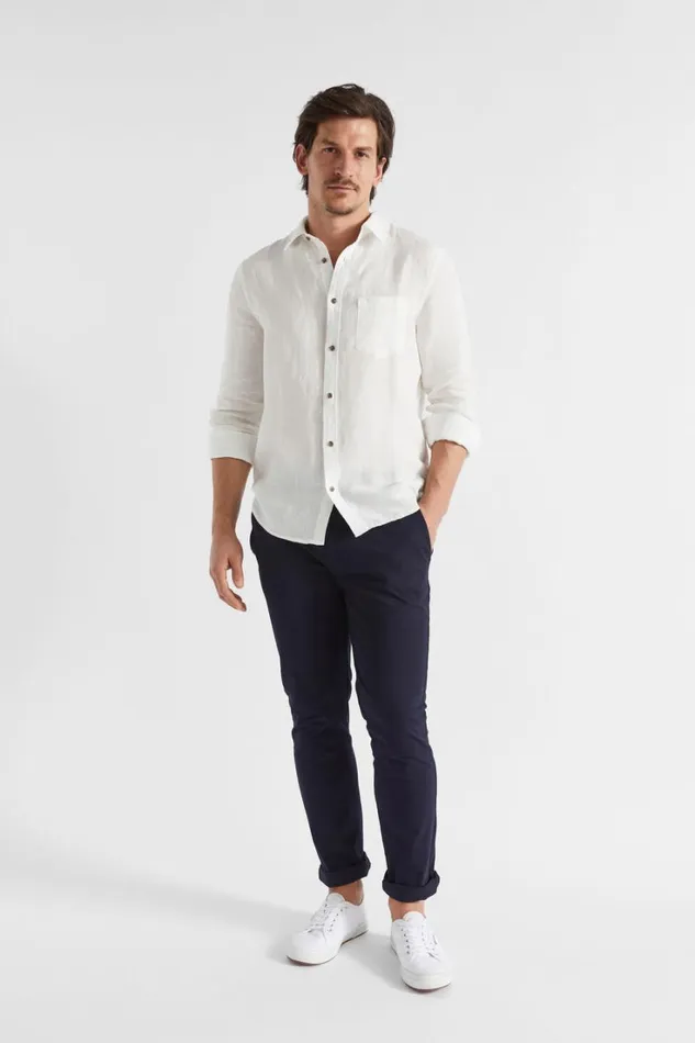 Shirts Man Seed Heritage Linen Shirt Vintage White