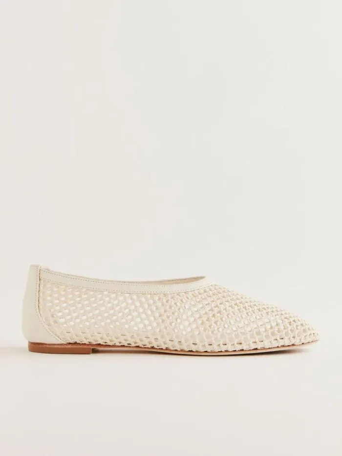 Shoes The Reformation Britt Ballet Flat Ivory Crochet