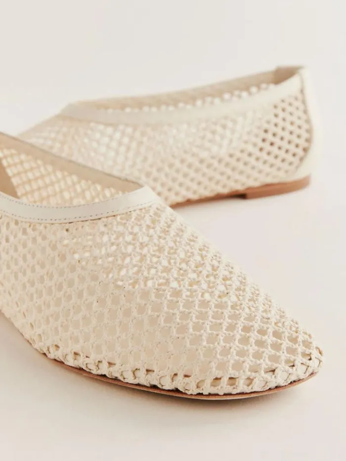 Shoes The Reformation Britt Ballet Flat Ivory Crochet