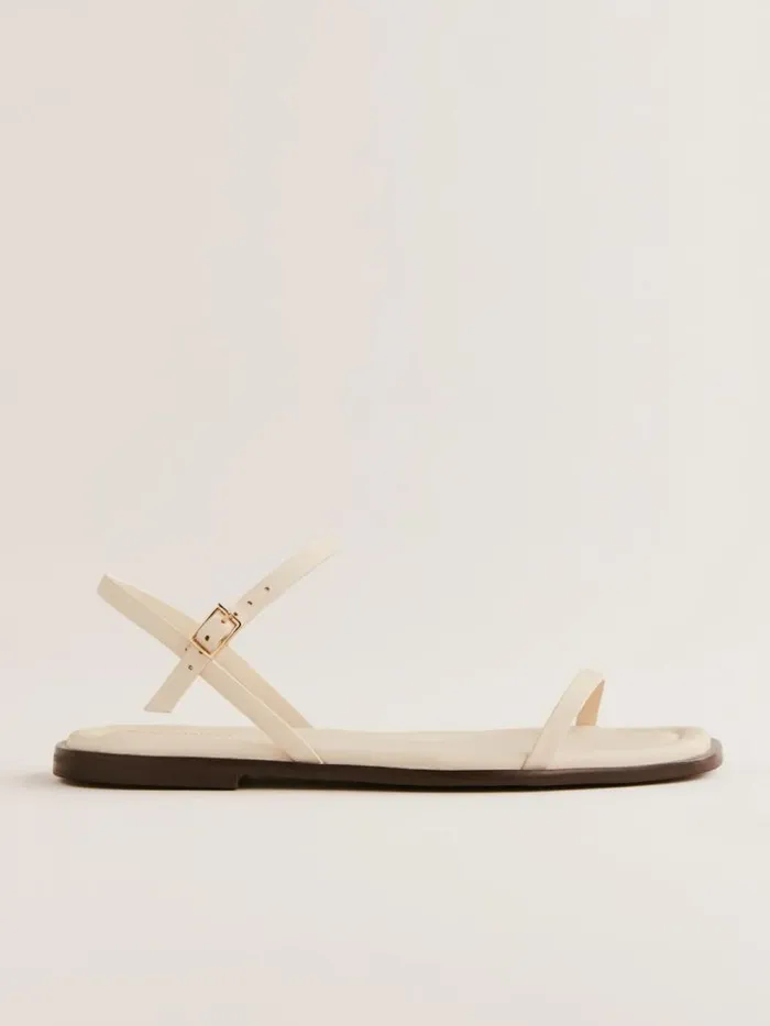 Shoes The Reformation Lake Flat Sandal Almond Leather