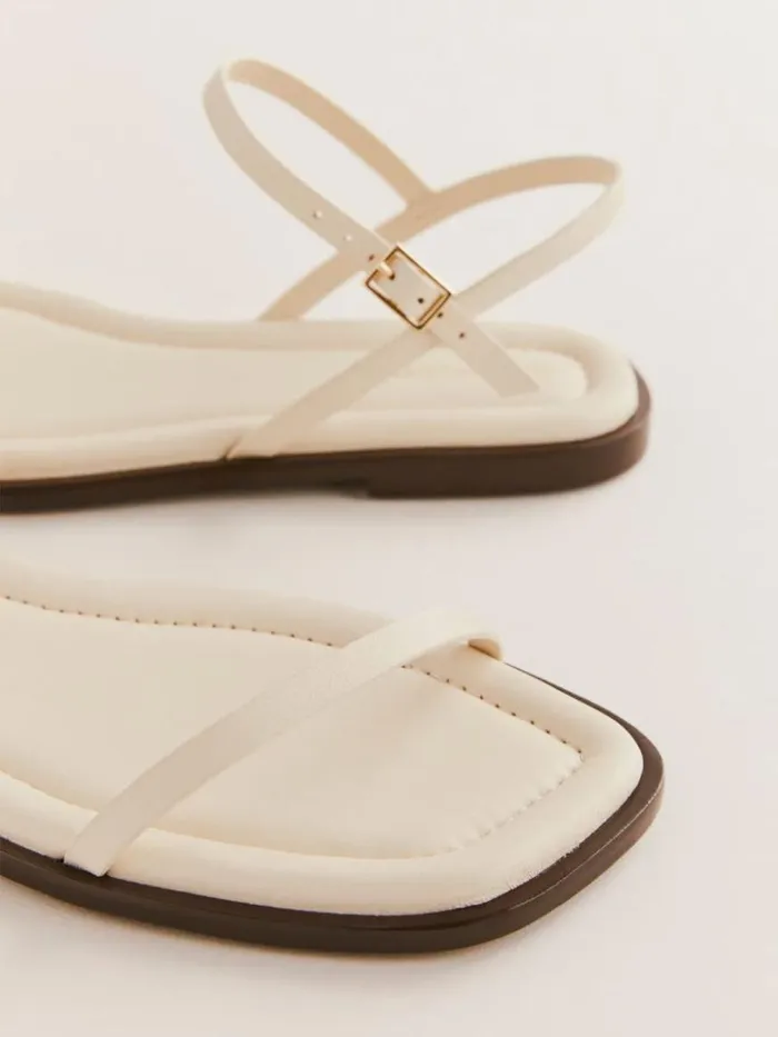 Shoes The Reformation Lake Flat Sandal Almond Leather