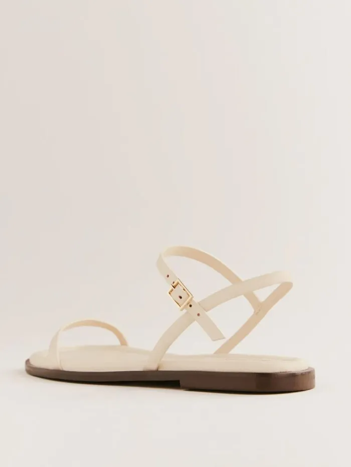 Shoes The Reformation Lake Flat Sandal Almond Leather