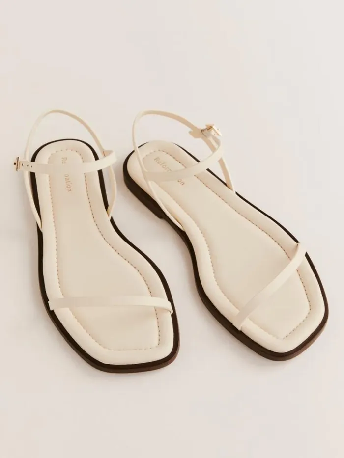 Shoes The Reformation Lake Flat Sandal Almond Leather