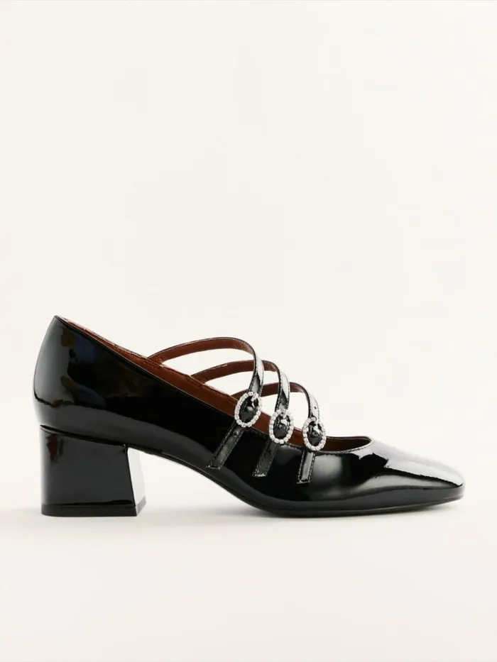 Shoes The Reformation Mimi Buckle Pump Black Patent
