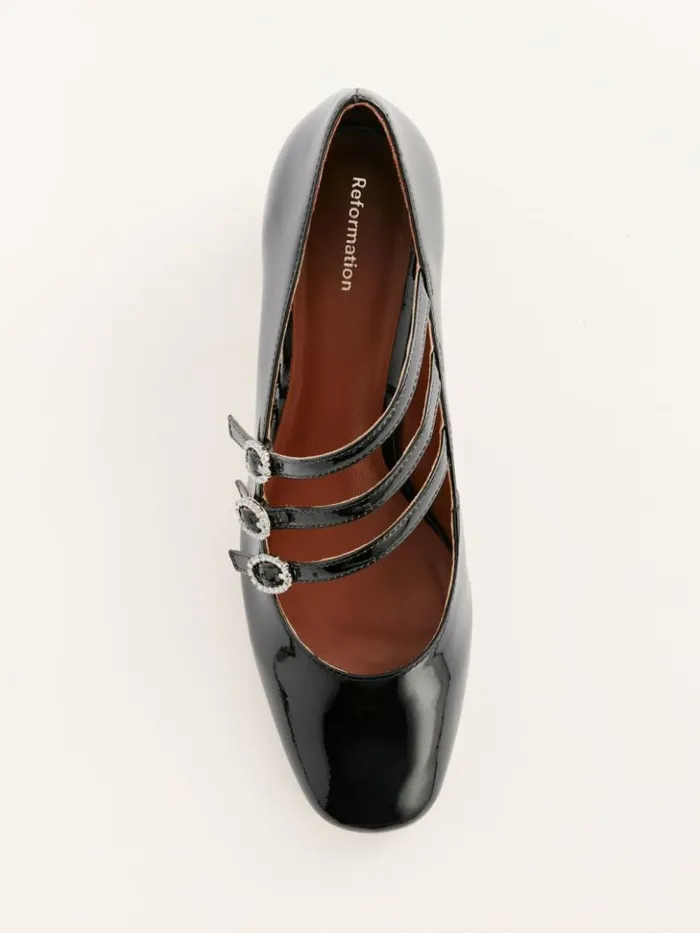 Shoes The Reformation Mimi Buckle Pump Black Patent