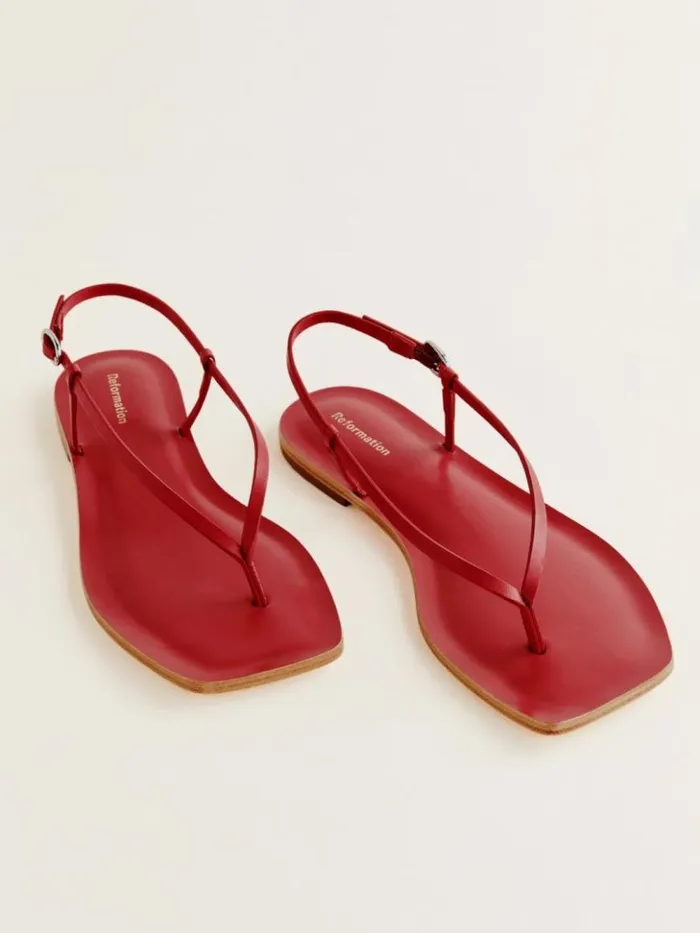 Shoes The Reformation Vincenza Thong Sandal Lipstick Leather