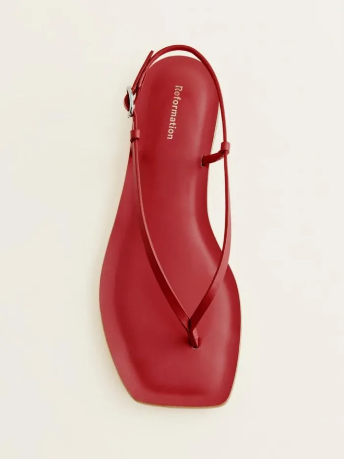 Shoes The Reformation Vincenza Thong Sandal Lipstick Leather