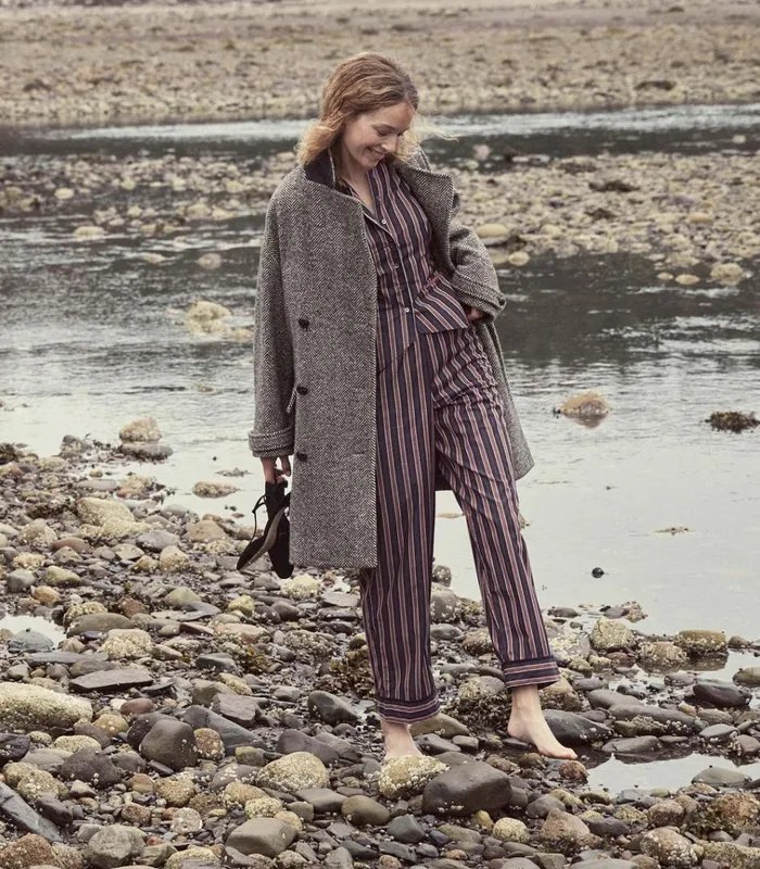 Shop CACIA PANT Hudson Stripe DEN Pants and Shorts