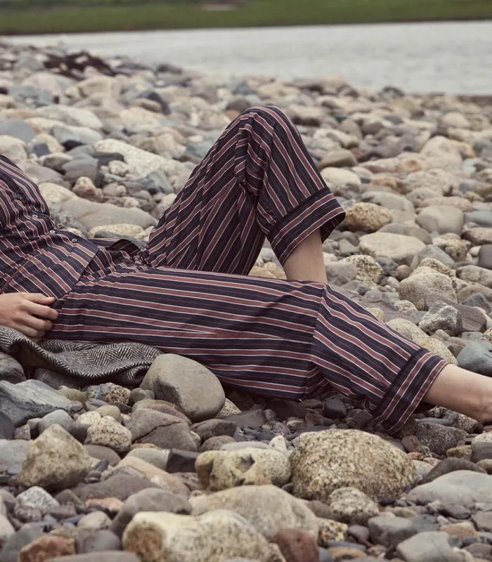 Shop CACIA PANT Hudson Stripe DEN Pants and Shorts