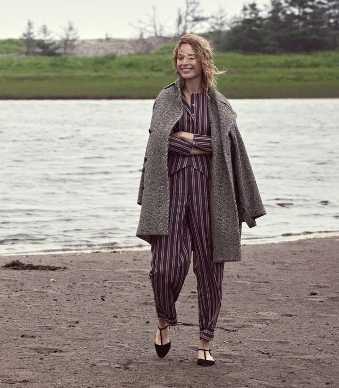 Shop CACIA PANT Hudson Stripe DEN Pants and Shorts