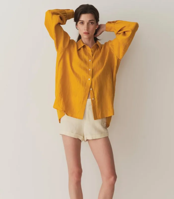 Shop HAVA LINEN TOP Sunflower DEN Tops