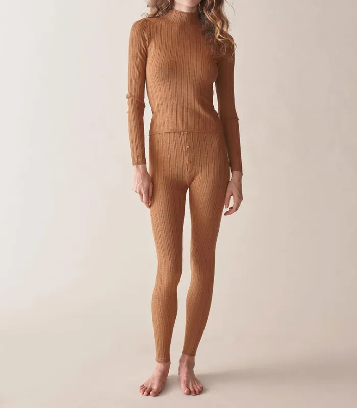 Shop LETO KNIT PANT Toasted Pecan DEN Knitwear