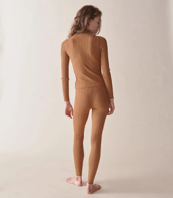 Shop LETO KNIT PANT Toasted Pecan DEN Knitwear
