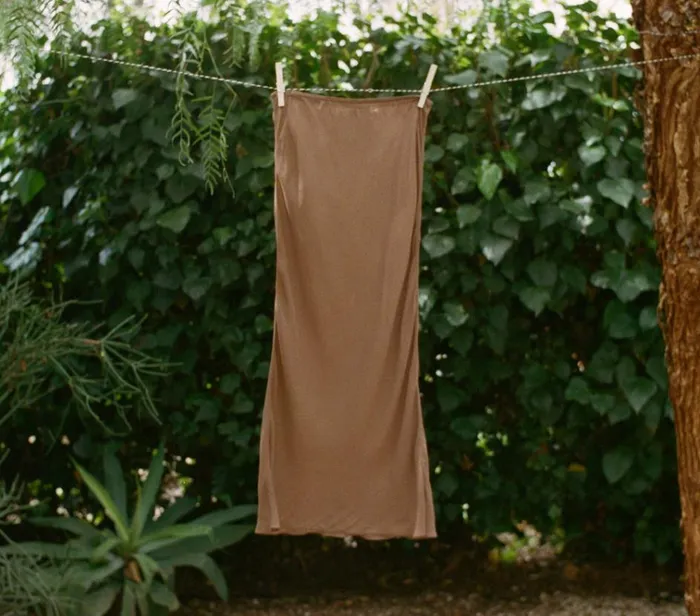 Shop LONG SKIRT SLIP Carob DEN Delicates and Sleepwear