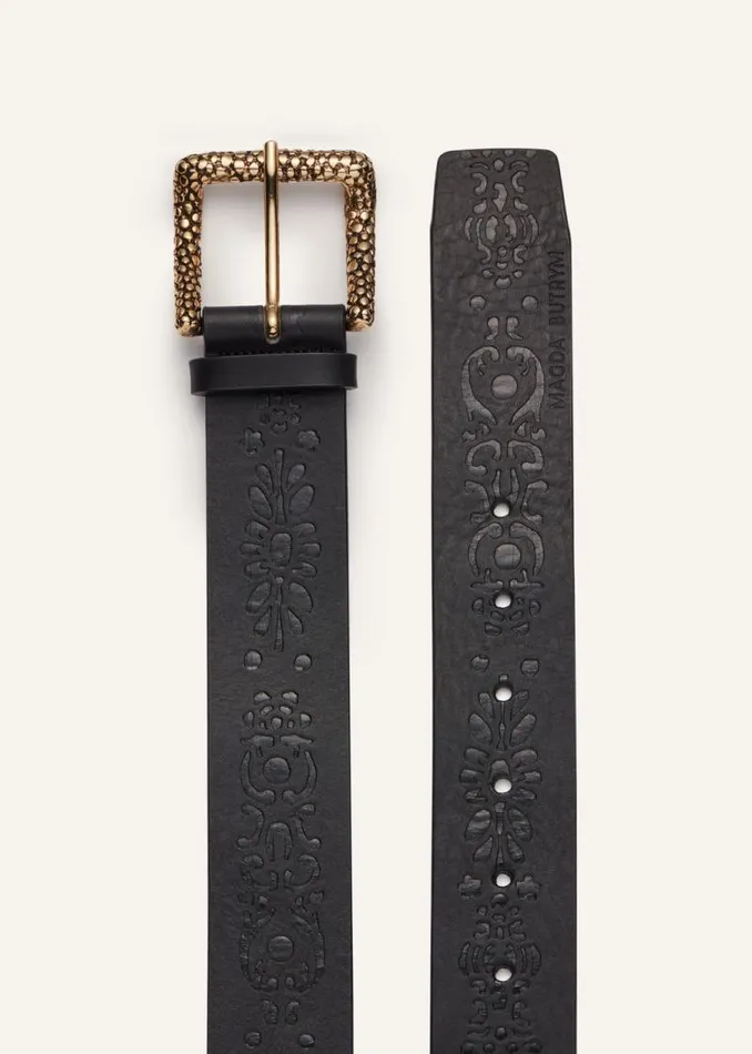 Shop Magda Butrym Accessories Embossed Leather Belt In Black