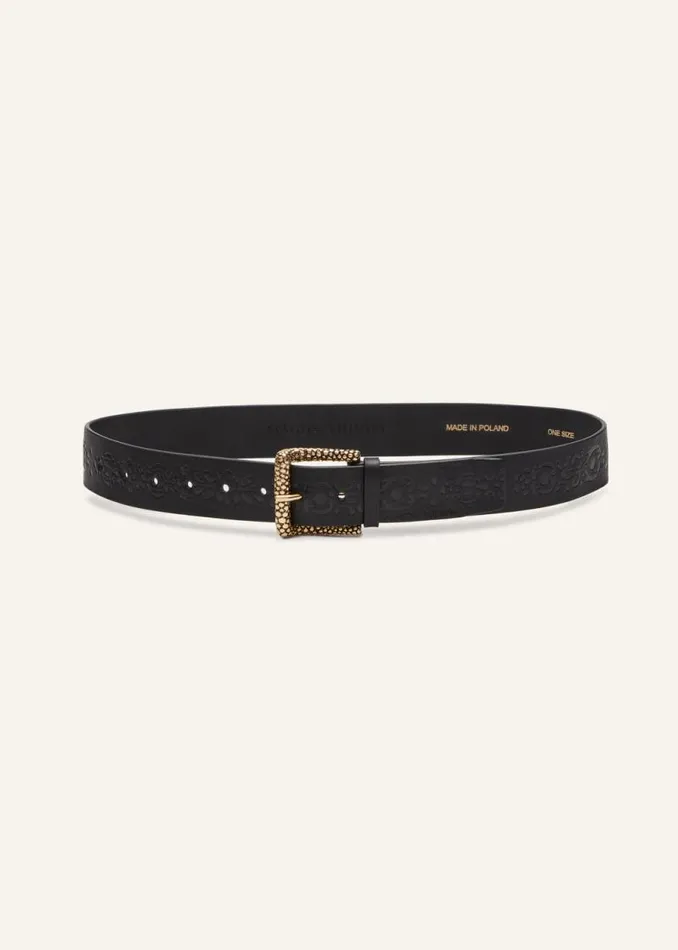 Shop Magda Butrym Accessories Embossed Leather Belt In Black Shop Magda Butrym Accessories Embossed Leather Belt In Black