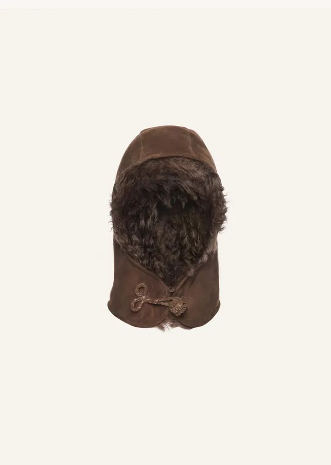 Shop Magda Butrym Accessories Suede Shearling Trapper Hat In Brown