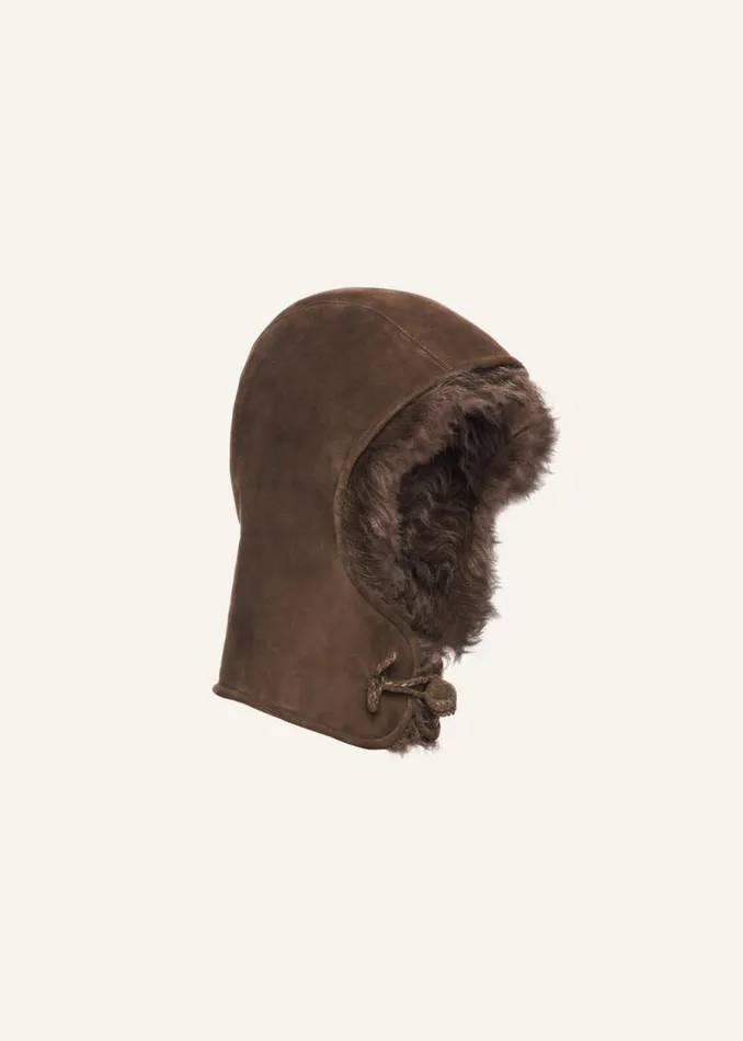 Shop Magda Butrym Accessories Suede Shearling Trapper Hat In Brown Shop Magda Butrym Accessories Suede Shearling Trapper Hat In Brown
