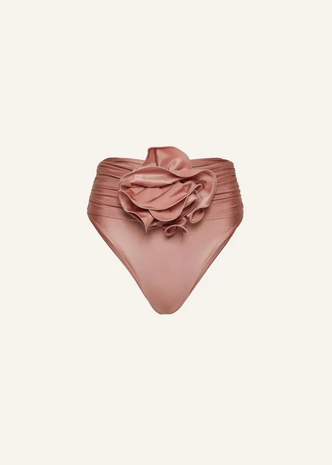 Shop Magda Butrym Beachwear Classic High Waist Flower Swim Bottom In Metallic Blush
